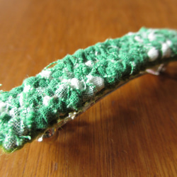 裂き織のバレッタ　mini　緑 2枚目の画像