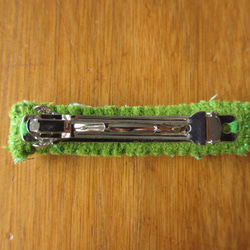 裂き織のバレッタ　mini　緑 4枚目の画像