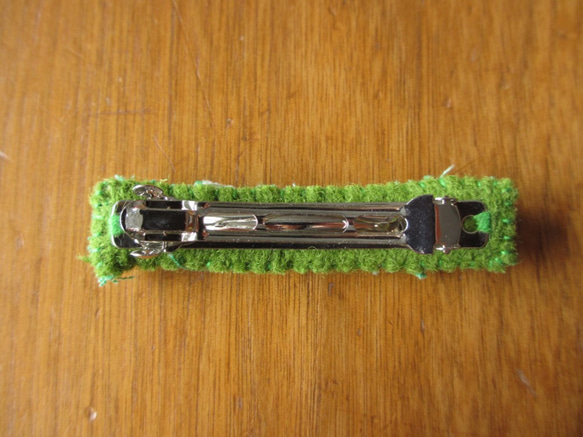 裂き織のバレッタ　mini　緑 4枚目の画像