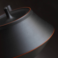 日本常滑燒『玲光窯鯉江廣』 燻し上品朱線入黒泥小振急須茶注