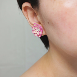軽い片耳0.8g♪大ぶり紫陽花のペーパークイリングイヤリング [ピンク2色] 2枚目の画像
