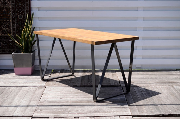 W1100×D700 GL "W-frame" Dining table （鉄脚/ダイニングテーブル/アイアン） 3枚目の画像