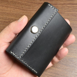 受注制作】栃木レザー茶芯ブラック/ミドルトラッカーウォレット 二
