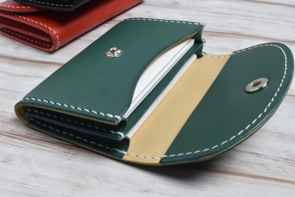 本革　完成品　カードケース・名刺入れ　ターコイズ