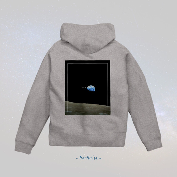 Space Graphic Zip Hoodie (3 types)｜宇宙飛行士メッセージパーカー 2枚目の画像