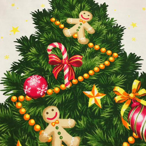 ☆クッキー坊やとクリスマスツリー☆布タペストリー☆コットンオックス