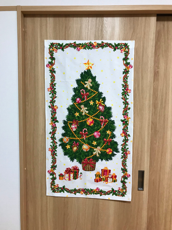 ☆クッキー坊やとクリスマスツリー☆布タペストリー☆コットンオックス