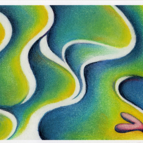 パステル・色鉛筆で描く 「漂う」イラスト原画・額縁入り