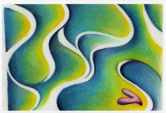 パステル・色鉛筆で描く　「漂う」イラスト原画・額縁入り 2枚目の画像