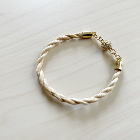 邪気を祓い幸運を引き寄せる精麻ブレスレット しめ縄ブレス GOLD