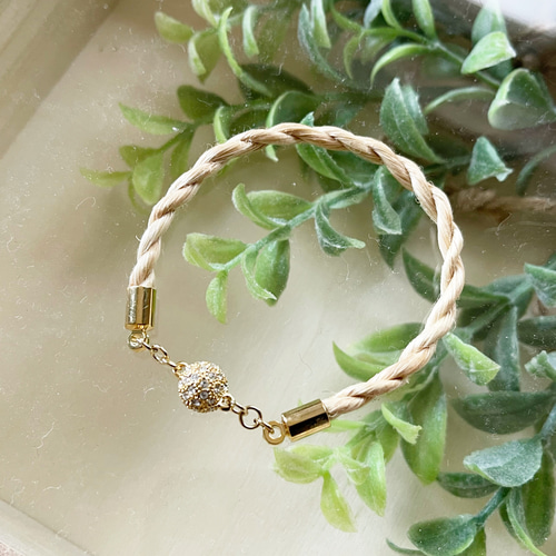 邪気を祓い幸運を引き寄せる精麻ブレスレット しめ縄ブレス GOLD
