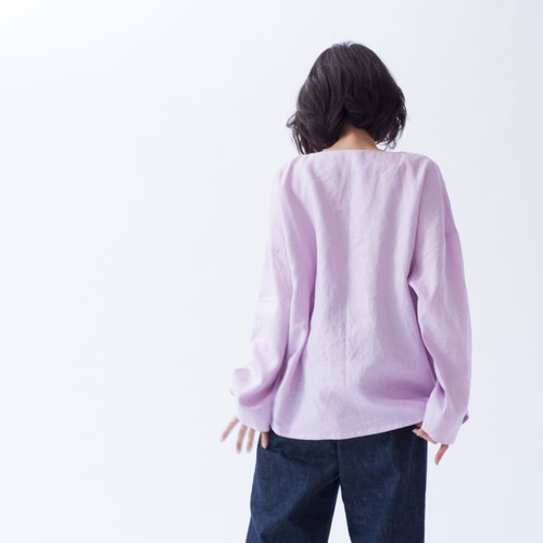 美品♪ティッカ 23ss リネンノーカラーシャツ 麻 ラベンダー 紫 ri5 美品♪ティッカ 23ss リネンノーカラーシャツ 麻 ラベンダー 紫