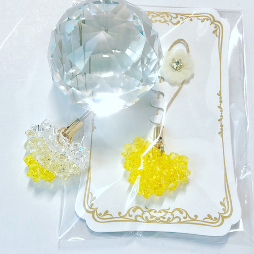 スワロフスキー】ビーズのハート♡ストラップ 1個 携帯ストラップ 宝石