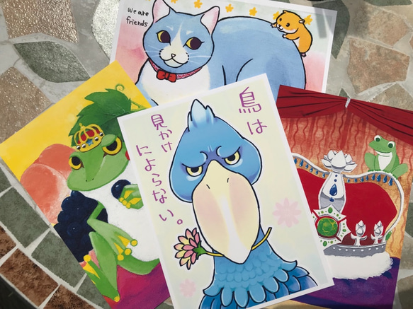 Nakachi作　ユニークな動物のポストカード４枚セット 6枚目の画像