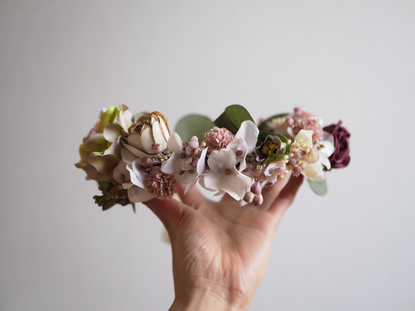flower crown / オーダーメイド 花かんむり 髪飾り ヘアアクセサリー 2枚目の画像