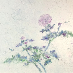 【美品】絵画　花・蝶・池 紫陽花と蝶 | sachiko.w ｜インテリア絵画 アートの専門通販