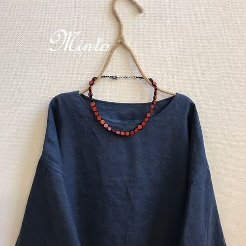 【たまみや】起毛リネン100% ワンピース　ハンドメイド作家さん 受注作品】起毛リネンのワンピース渋い青（藍鉄色・鉄紺色
