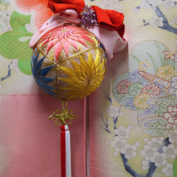 なほみてまり『祝い菊』(吊りてまり)　手まり　手鞠　和風　小物　飾り　御祝 5枚目の画像