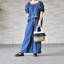 雙色薄紗荷葉邊籃包（訂製） 第2張的照片