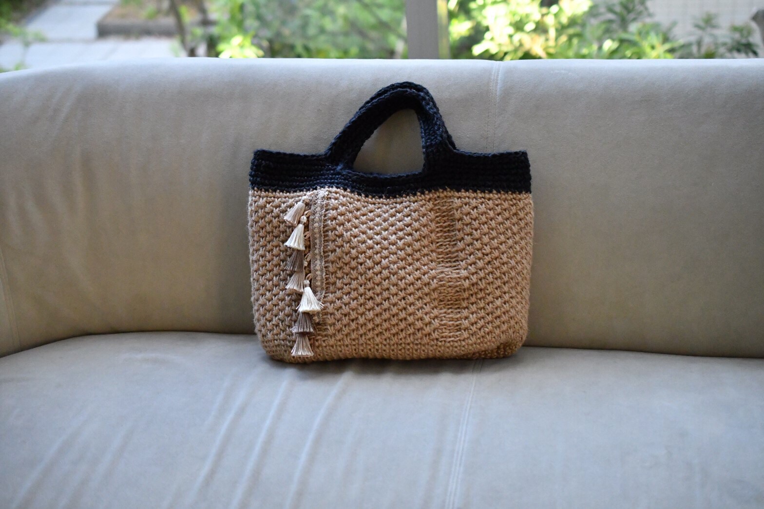 タッセルラインバッグ Lサイズ（内布付き・受注製作）