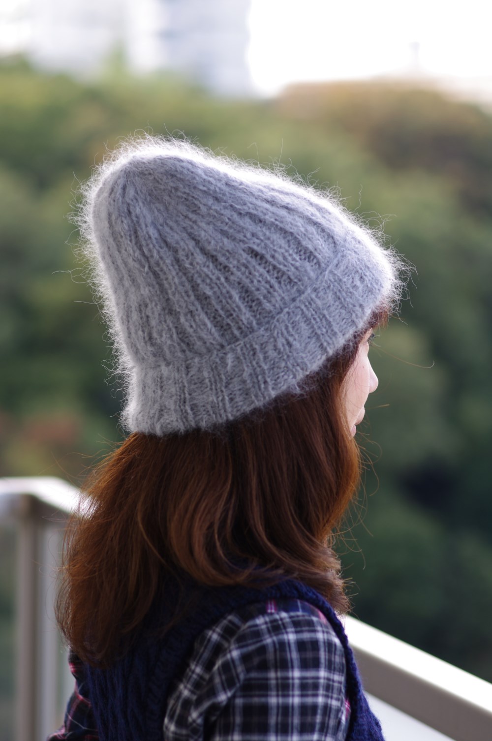 モヘヤのフェミニンニット帽（受注製作）
