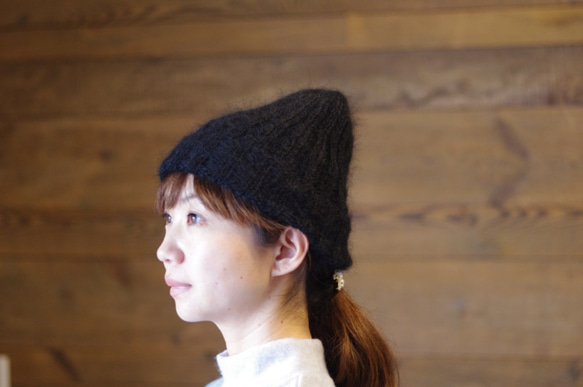モヘヤのフェミニンニット帽（受注製作） 1枚目の画像