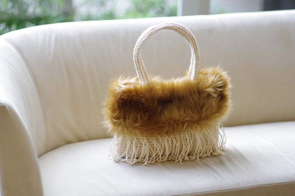 ファー＆フリンジのトートバッグ（受注製作）