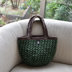 ◎ハンドメイド◎大きめオーダートートバッグ▶もちとん様 模様編みトートバッグ（ブルー）受注製作 かごバッグ amitiku