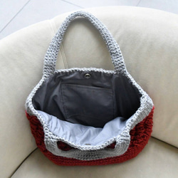 透かし模様のかごバッグ（ボルドーＬ）受注製作 3枚目の画像