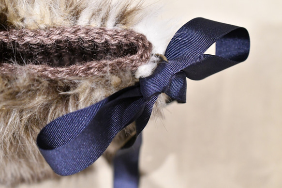 環形手柄毛皮包（棕色）（客製化） 第4張的照片