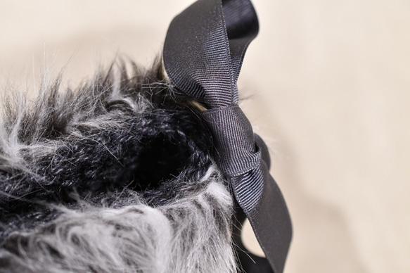 リングハンドル ファーバッグ（ブラック）（受注製作） 4枚目の画像