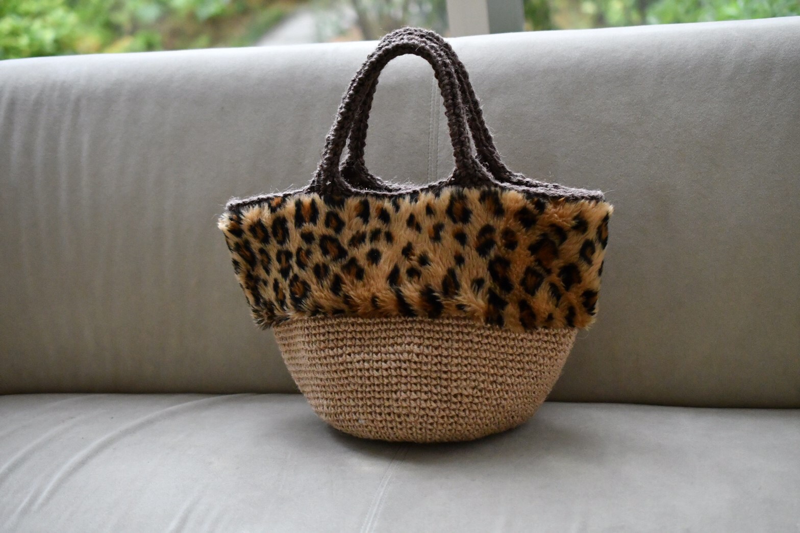 レオパードファーのかごバッグ/内布付き（受注製作）