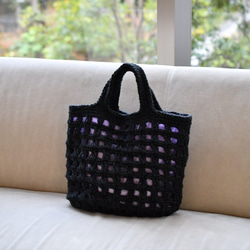 格子編織手提袋/您可以選擇顏色。 (薰衣草色/訂做) 第1張的照片