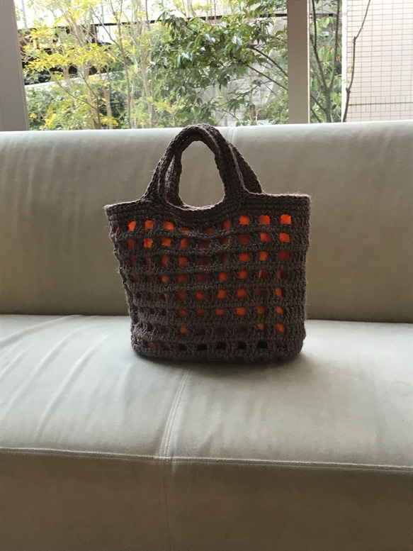 格子編織手提袋/您可以選擇顏色。 (薰衣草色/訂做) 第4張的照片