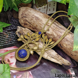 女神イシュタルの護符魔石『ラピスラズリ』生命の樹マクラメ編トップネックレス 3枚目の画像