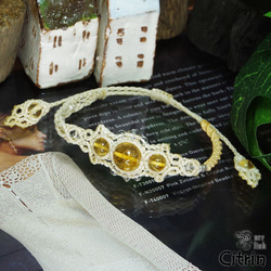 太陽を象徴する魔石『シトリン/黄水晶』マクラメ編みブレス3 1枚目の画像
