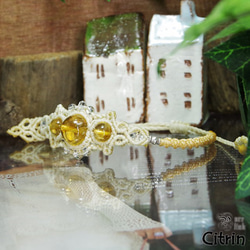 太陽を象徴する魔石『シトリン/黄水晶』マクラメ編みブレス3 4枚目の画像