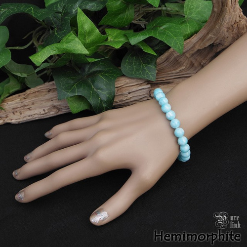 ヘミモルファイト 14mm 天然石 ブレスレット ヘミモルファイト ブレスレット | 方龍 アクセサリーと