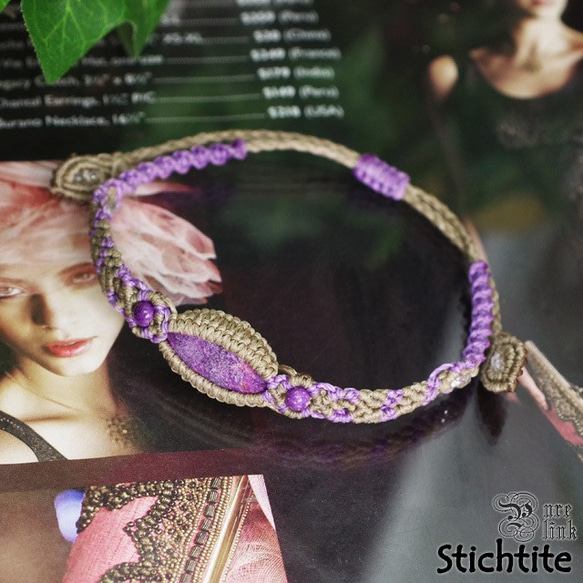 レア★『スティヒタイト』友を見出す紫の魔石マクラメ編ブレスレット2 4枚目の画像