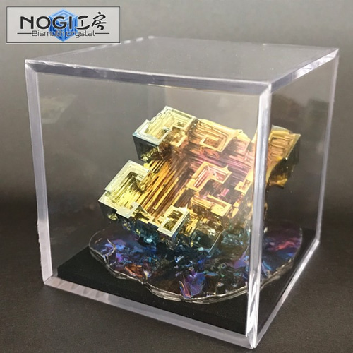 ビスマス結晶 No.003C キューブケース付き [鉱物標本] 立体