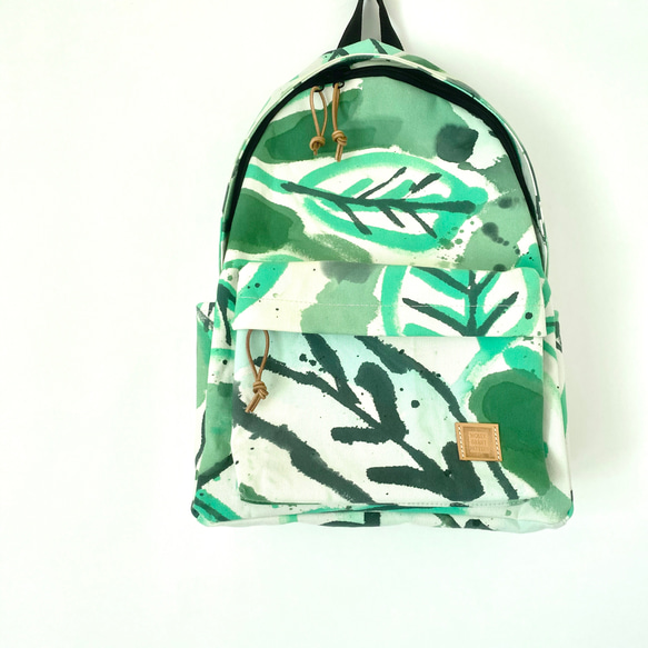 《ワケあり特価》backpack / 手染めの帆布リュックサック 背中芯無し / Leaf 2枚目の画像