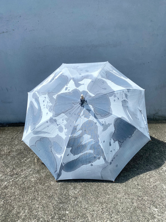 Parasol / 手染めの日傘・コットンパラソル / palette gray 4枚目の画像