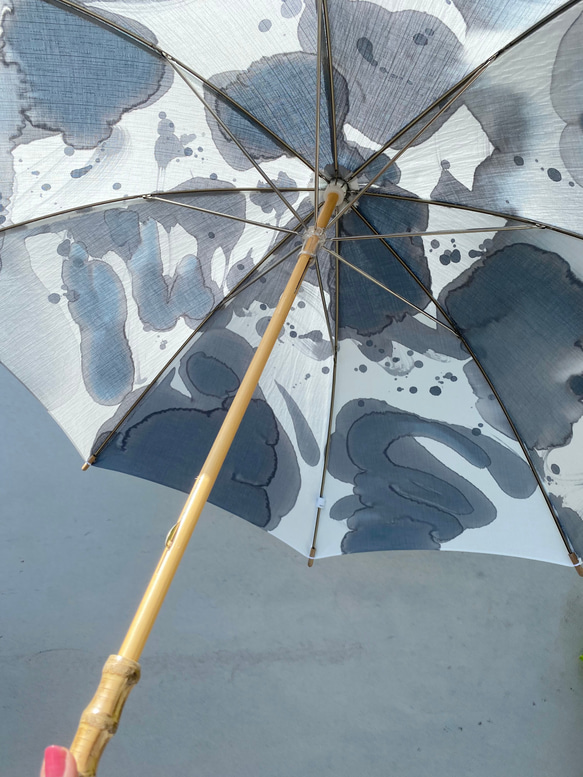 Parasol / 手染めの日傘・コットンパラソル / palette gray 5枚目の画像