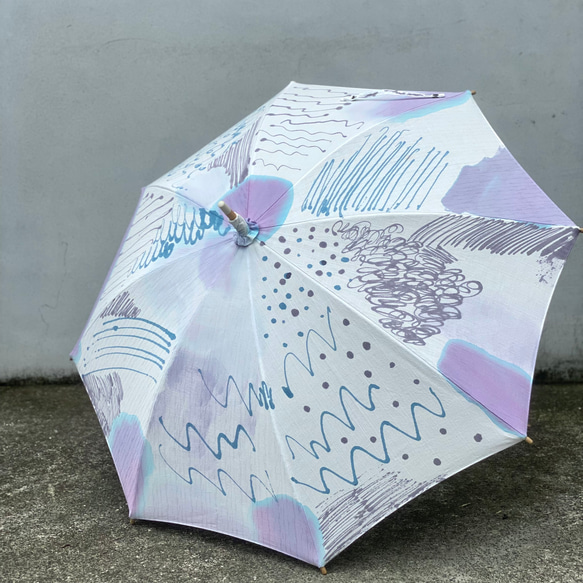 Parasol / 手染めの日傘・コットンパラソル / On paper - purple 5枚目の画像