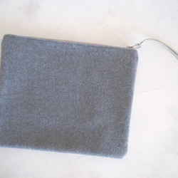 ■SALE!!■ clutch bag / fleece / moss / 帆布6号×フリース　片面手染めクラッチバッグ 3枚目の画像