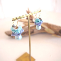 pierced earring / aqua blue / cotton perl 1枚目の画像