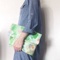 ■SALE!!■ clutch bag / flower garden / 帆布8号　手染めキャンバスクラッチバッグ 5枚目の画像