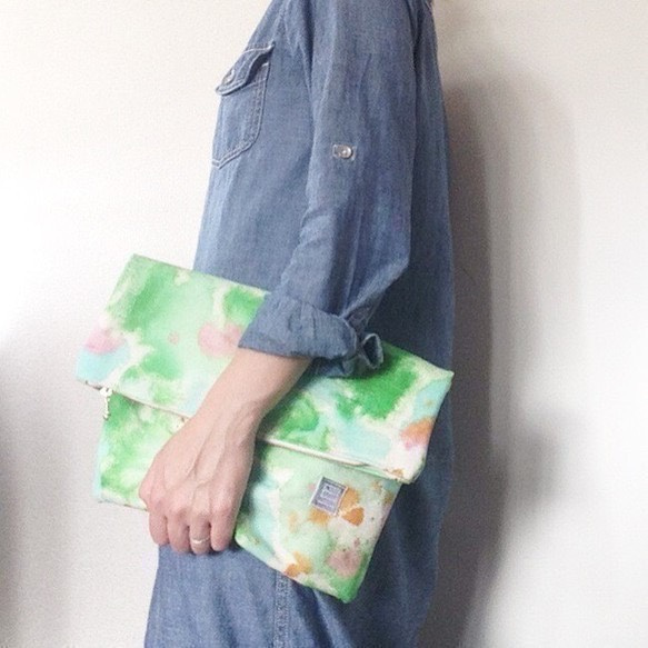 ■SALE!!■ clutch bag / flower garden / 帆布8号　手染めキャンバスクラッチバッグ 5枚目の画像