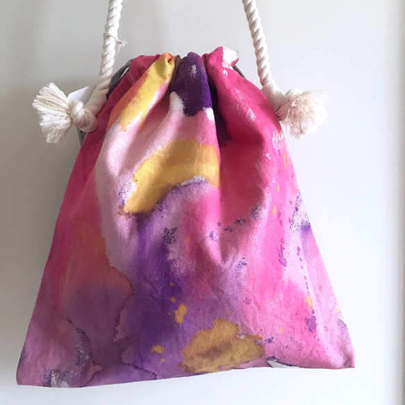bag / palette / purple / 手染めの帆布ショルダーバッグ 紫 コットン100% 2枚目の画像