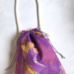 bag / palette / purple / 手染めの帆布ショルダーバッグ 紫 コットン100% 4枚目の画像